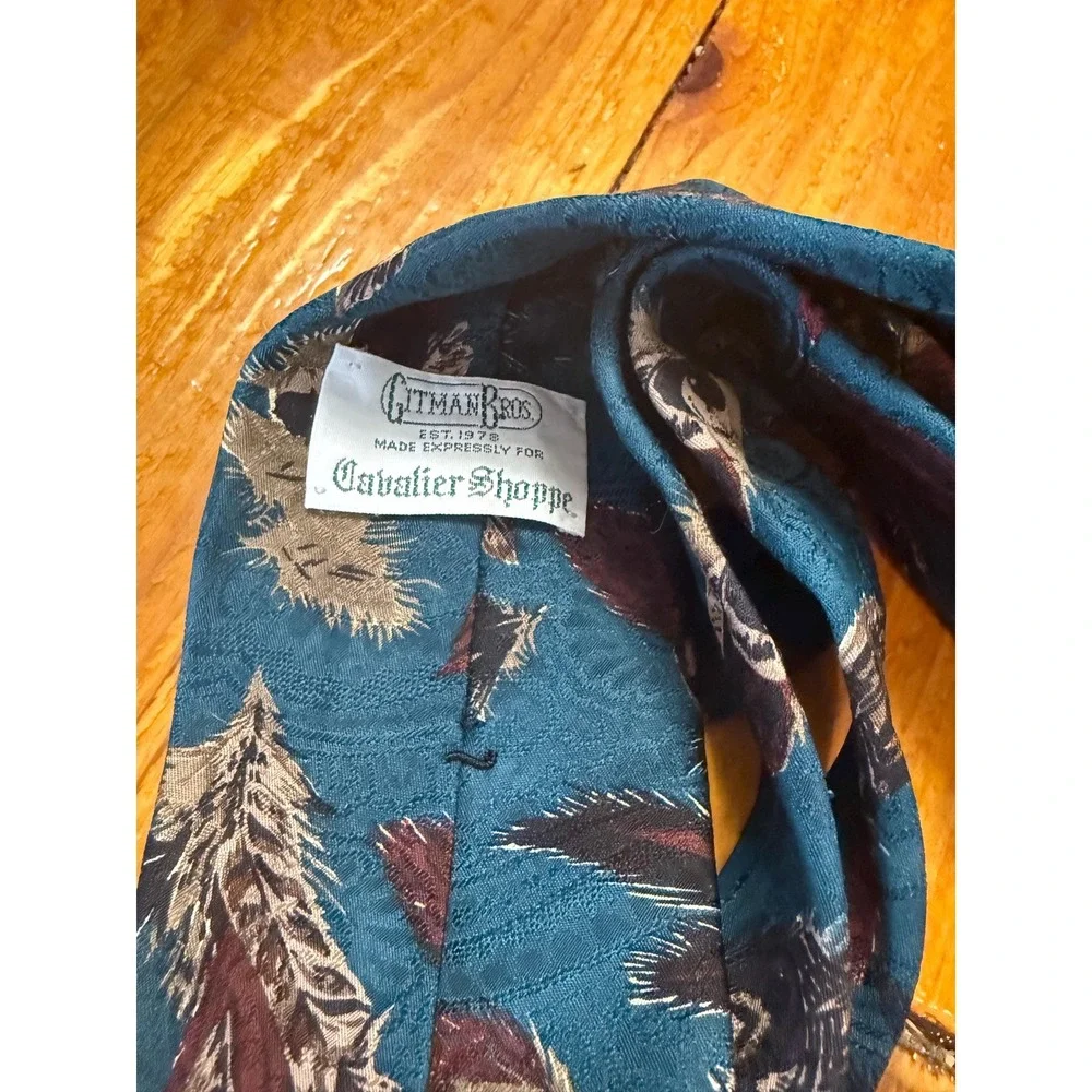 Vintage‎ teal feather neck tie